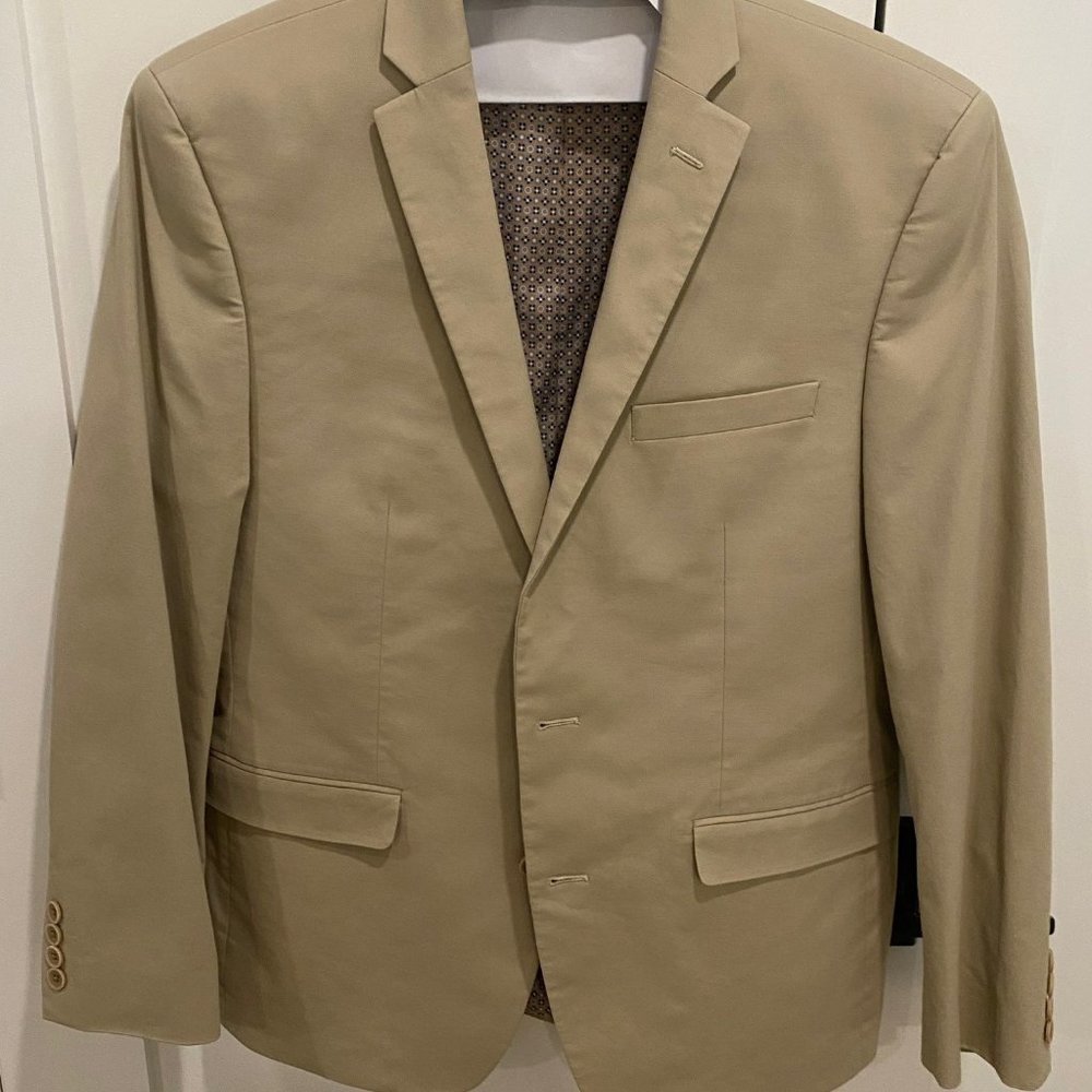 Bar III beige slim fit suit jacket 40S and pants 33x32